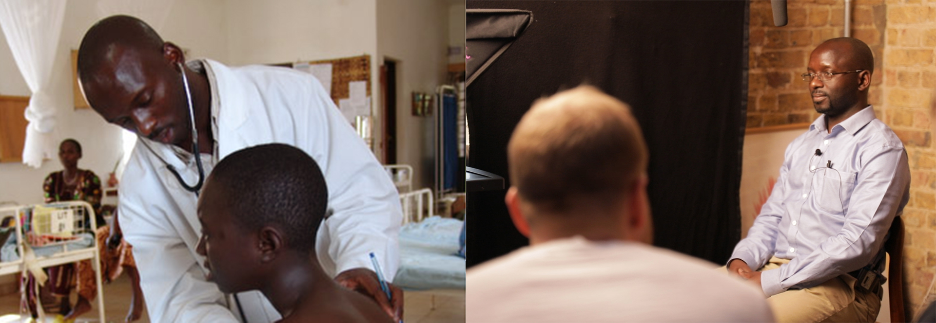 Dr Jean Bosco working in a hospital and also on a film shoot