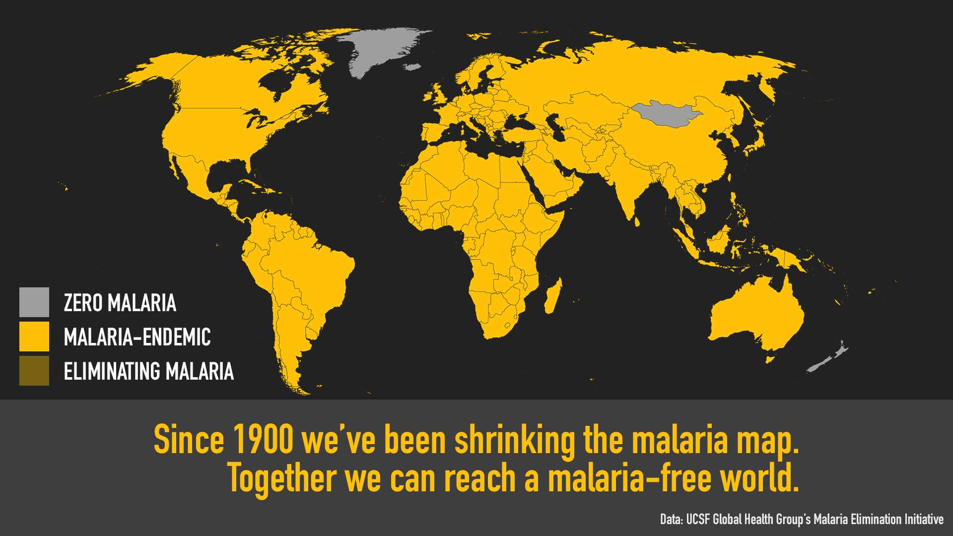Gif of map of the world showing malaria prevalence decreasing over time